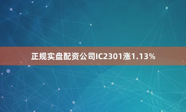 正规实盘配资公司IC2301涨1.13%
